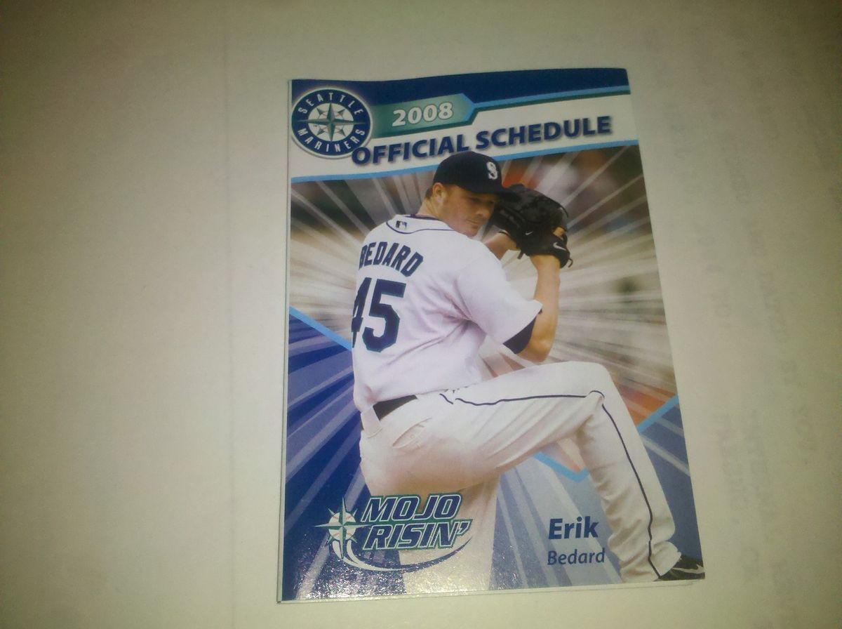 2008 Seattle Mariners Pocket Schedule Erik Bedard on Cover