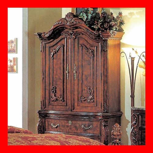   Cherry Brown Color Wood TV Armoire Only Bedroom Furniture