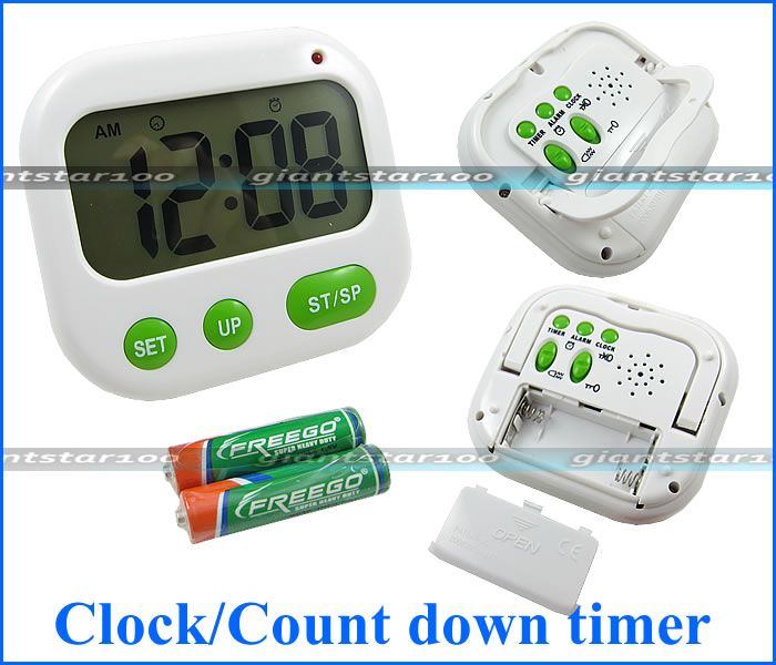 LCD dual alarm travel desktop vibration clock/ count down timer