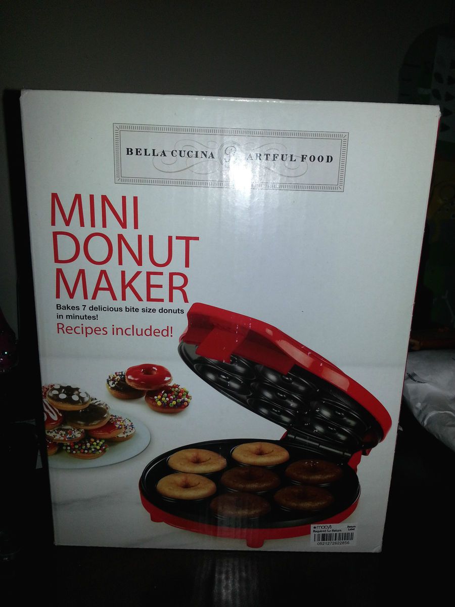 BELLA CUCINA MINI DONUT MAKER MAKES 7 BITE DONUTS SIZE AT ONCE RED NIB 