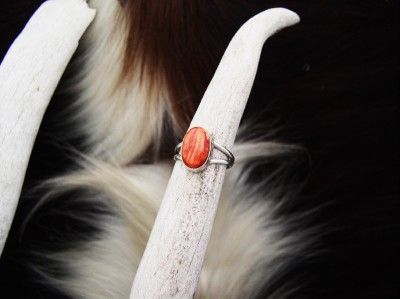 Native American Ladies Orange Spiney Oyster Shell Ring