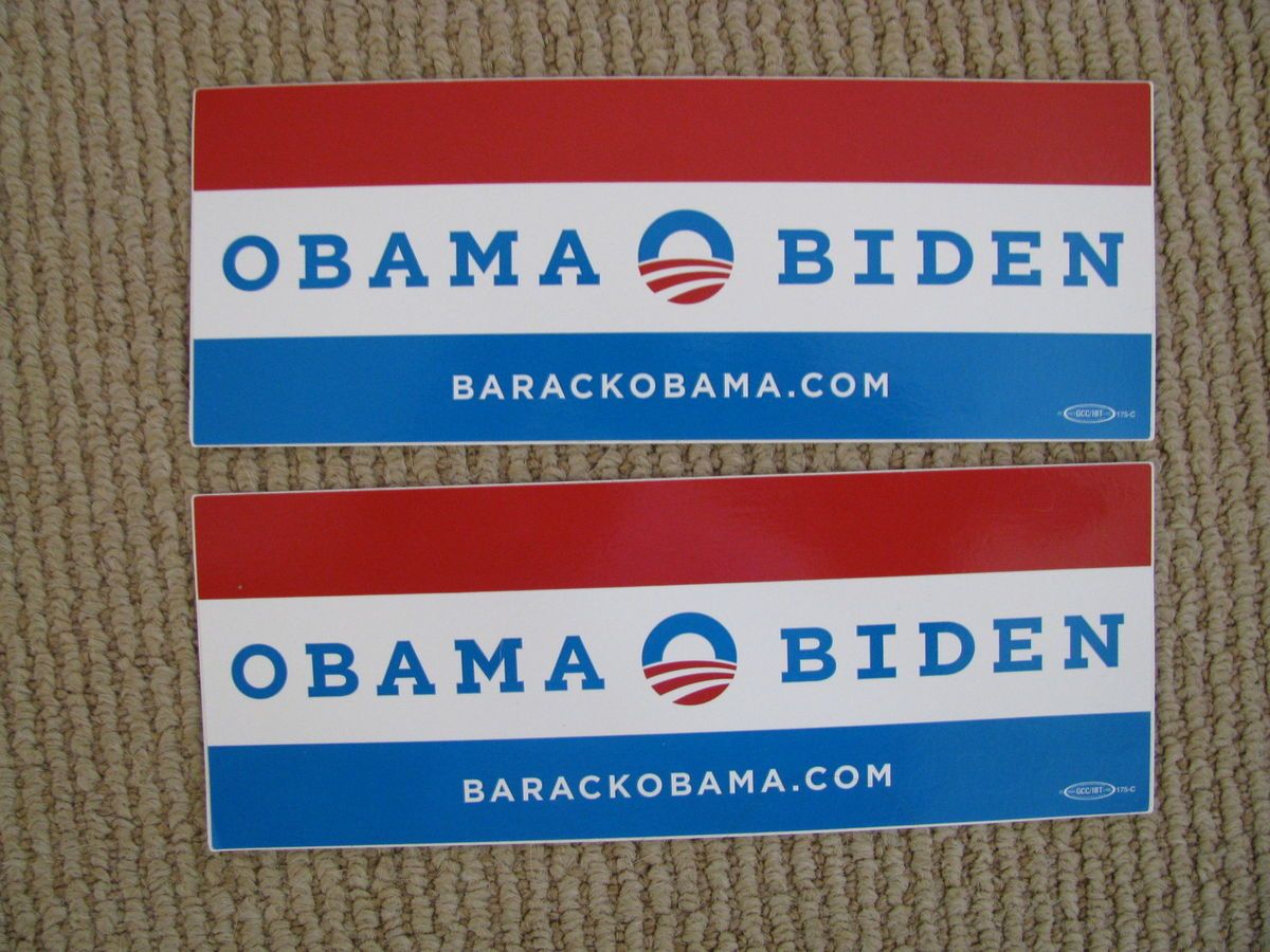 OBAMA BIDEN OFFICIAL CAMPAIGN BUMPER STICKERS RED WHITE BLUE 2