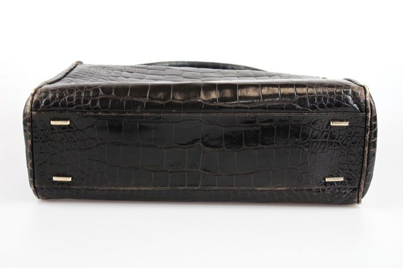 Luc Benoit Vintage Handbag Croc Dark Brown at Socialite Auctions 109 7 