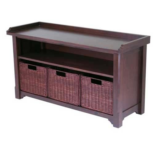 Hall or Mudroom Bench w 3 Storage Baskets Shelf