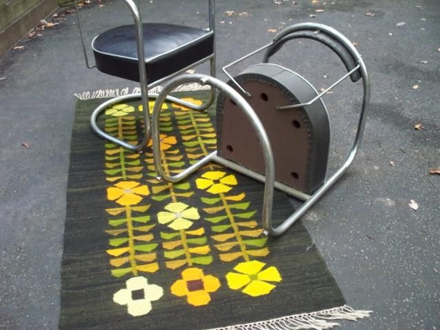 Antique Chrome Metal Tube Frame Black Chairs 1930s Deco Style 