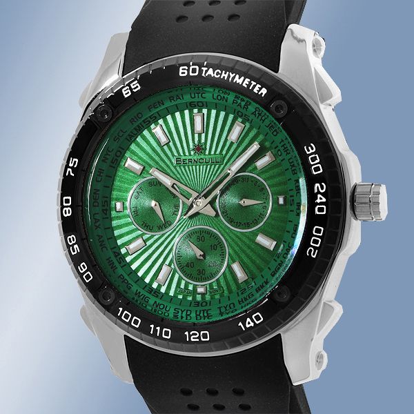 Bernoulli Lacerta Multi Function Mens Watch Vivid Textured Kelly Green 