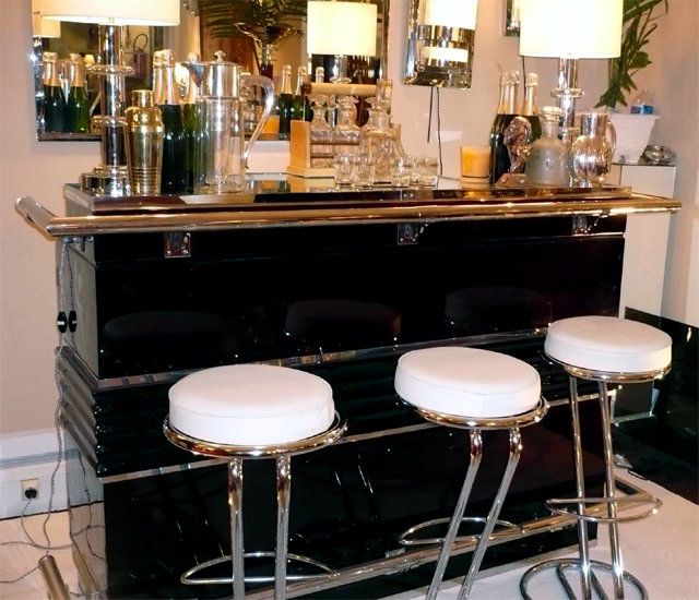 6829 Art Deco Bar 3 Matching Bar Stools