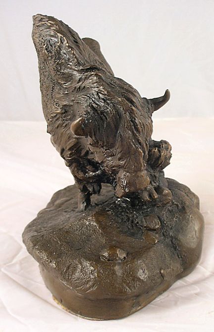 Sculpture of Buffalo Bison Thunder on The Plains by Ron Chapel Signed 