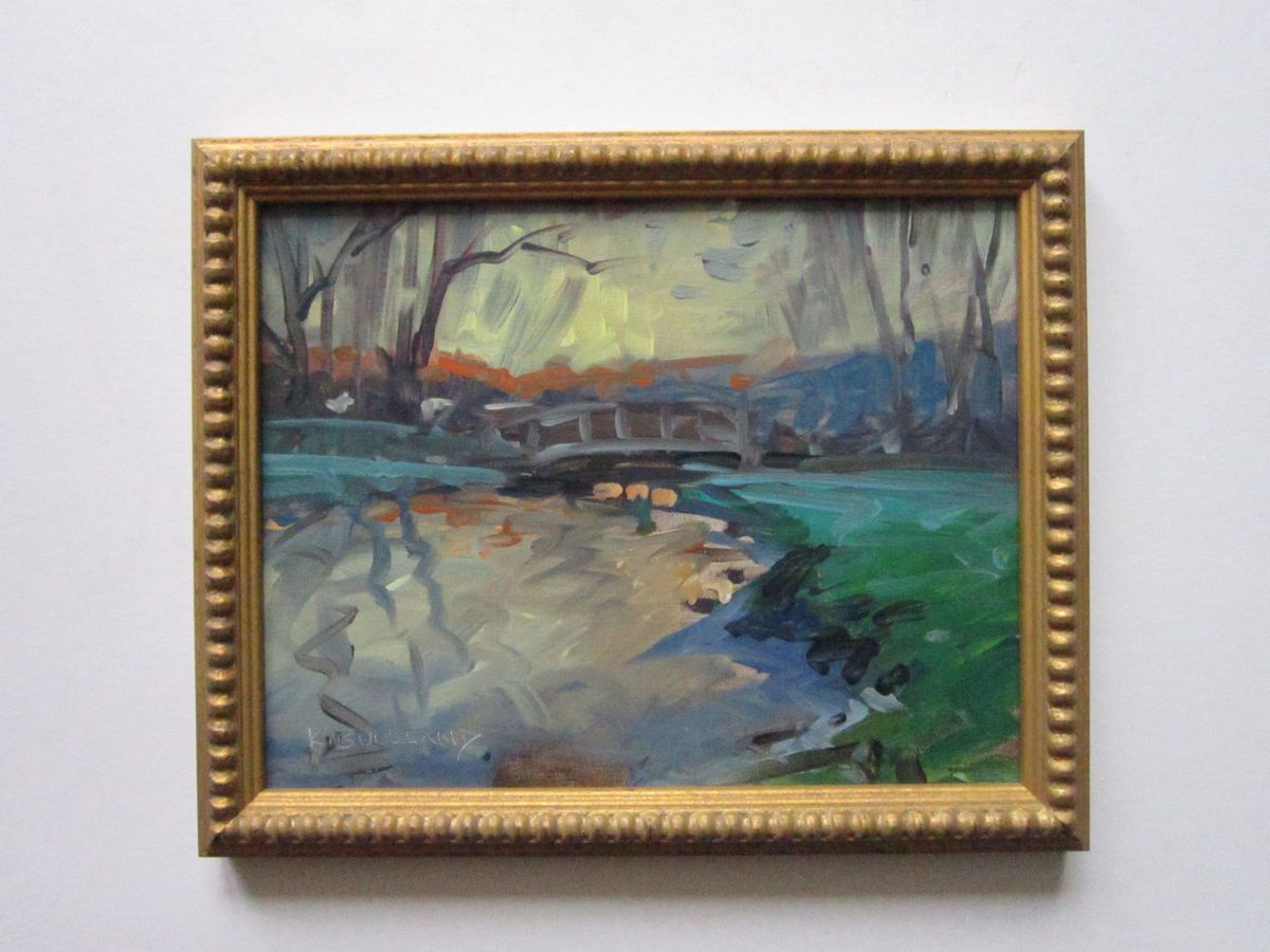 KYLE BUCKLAND AMERICAN IMPRESSIONISM PAINTING PLEIN AIR WALKING BRIDGE 