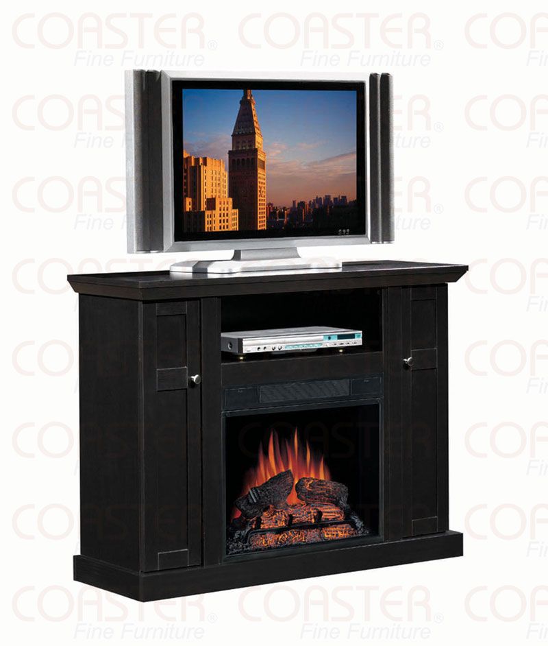 Black Electric Fireplace Mantel Entertainment Center