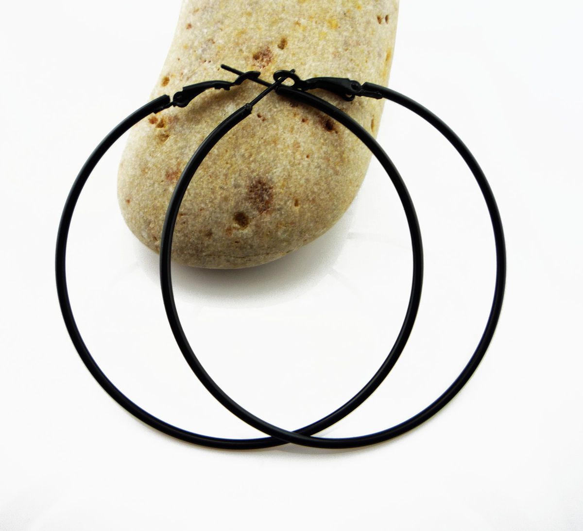 Fashion Sexy Black Big Circle Hoop Earrings 70mm P19