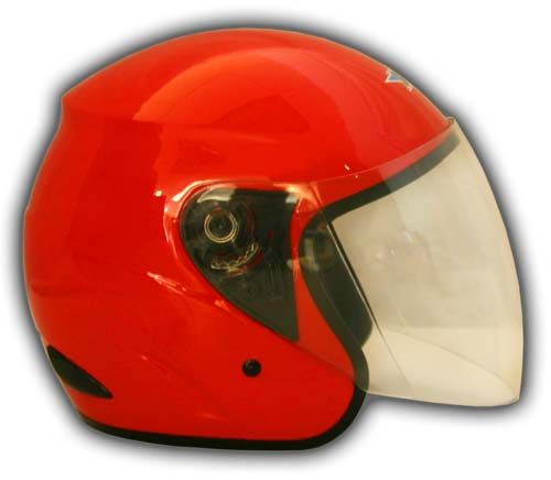 New Dot Red Open Face Scooter Motorcycle Helmet Medium