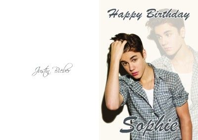 personalised justin bieber birthday card