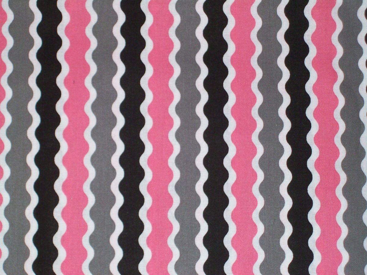 Window Curtain Kids Valance Black Pink Gray White Stripe