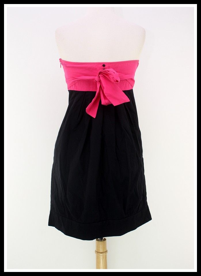 Billabong Size M Hot Pink Black Color Block Strapless Casual Button 