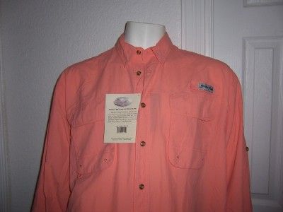 Bimini Bay Outfitters Fishing Shirt 2XL Mesh Lining Long Sleeve Salmon 