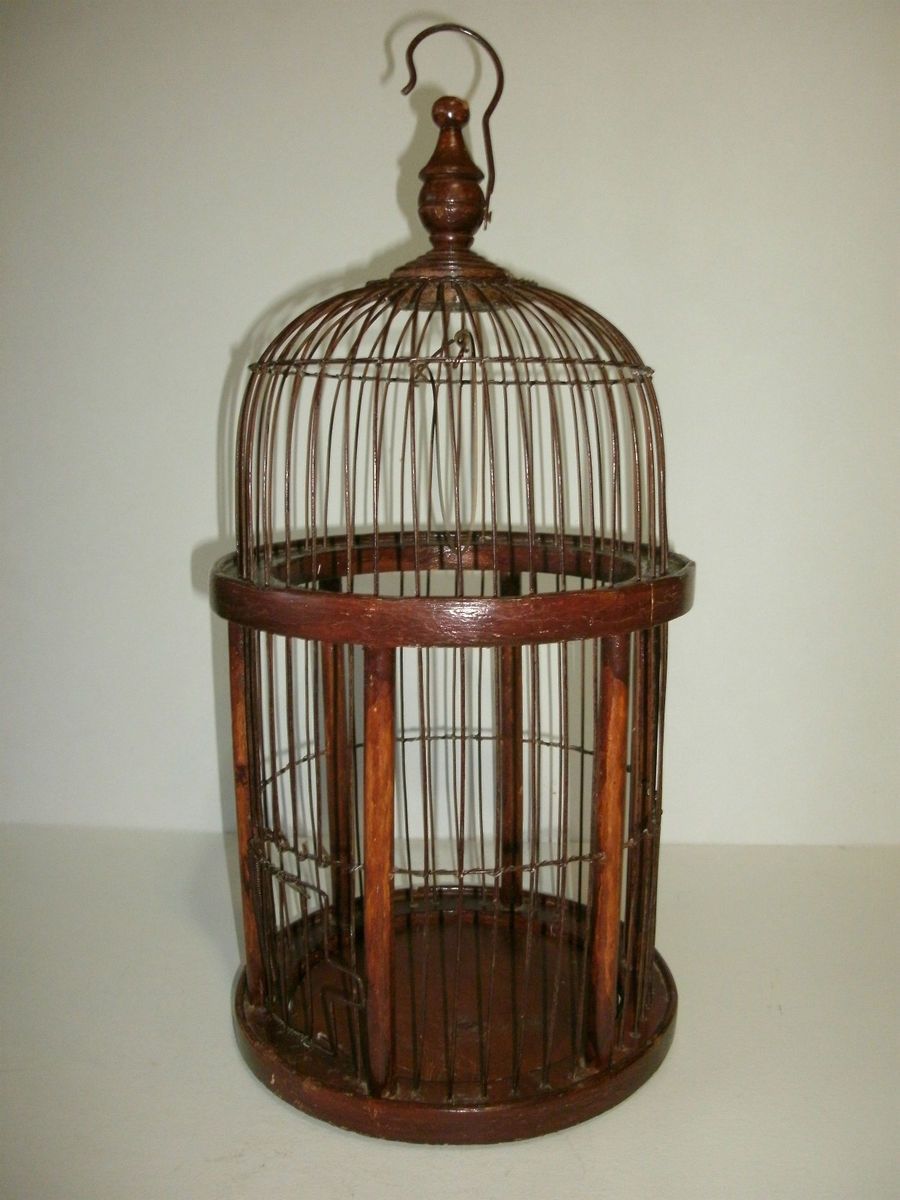   Wood Wire Bird Cage Decorative Wooden Primitive Victorian Decor