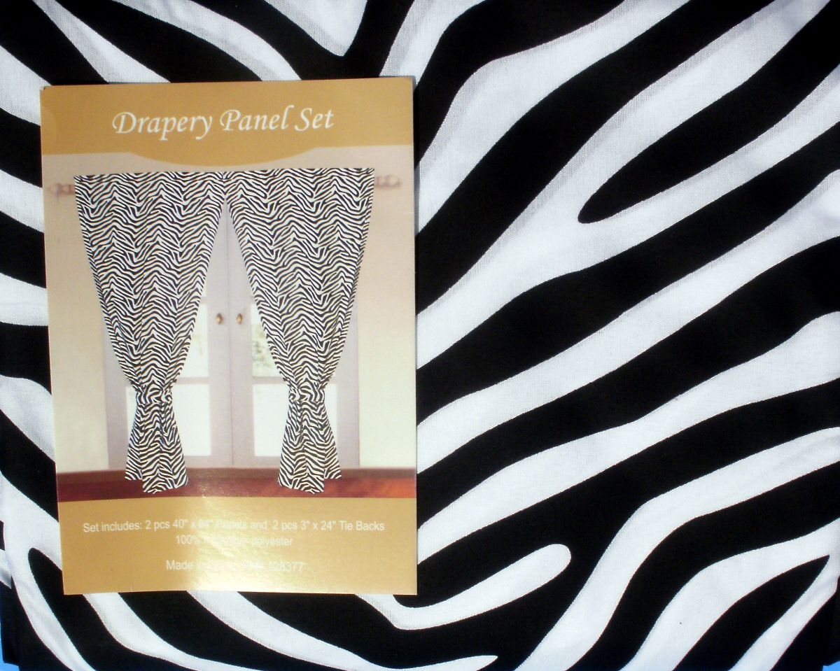 New Black White Zebra Stripe Curtains Drapes Pair 80x84