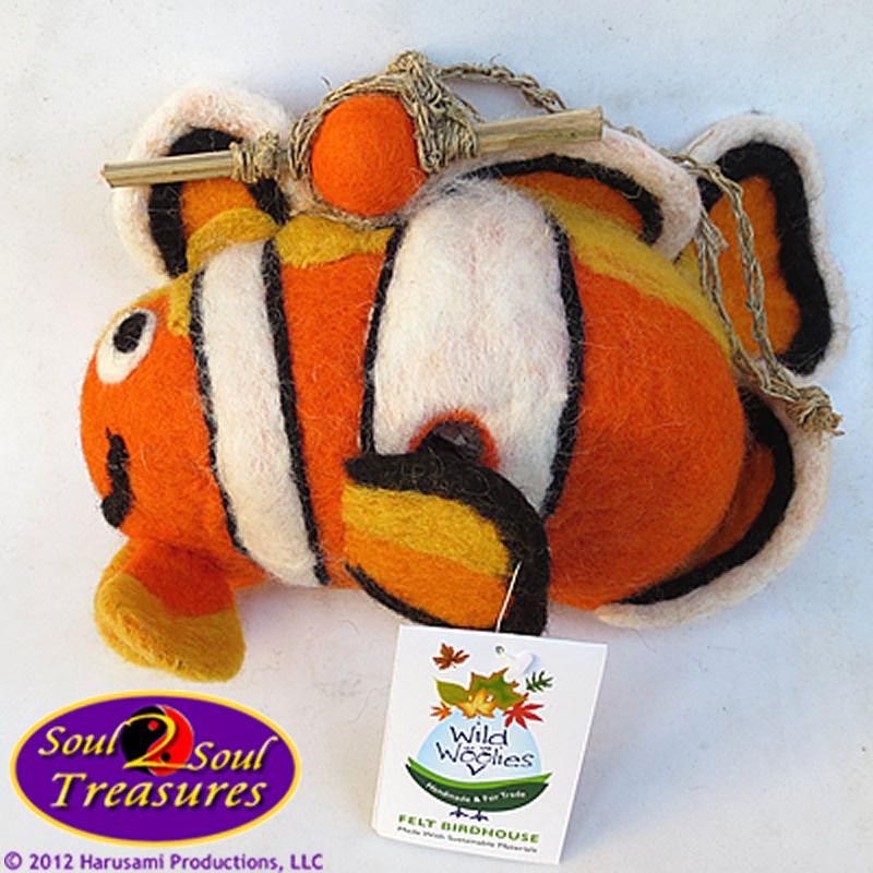 Clown Fish Wild Woolies Handmade Felt Birdhouse Sustainable Fair Trade 