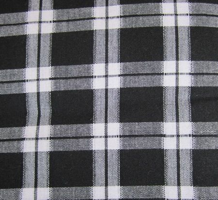 Country Black White Plaid Windowpane Unlined Cotton Curtain Tiers 