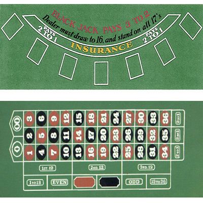 Blackjack & Roulette Layout Table Felt 36 x 72 Green