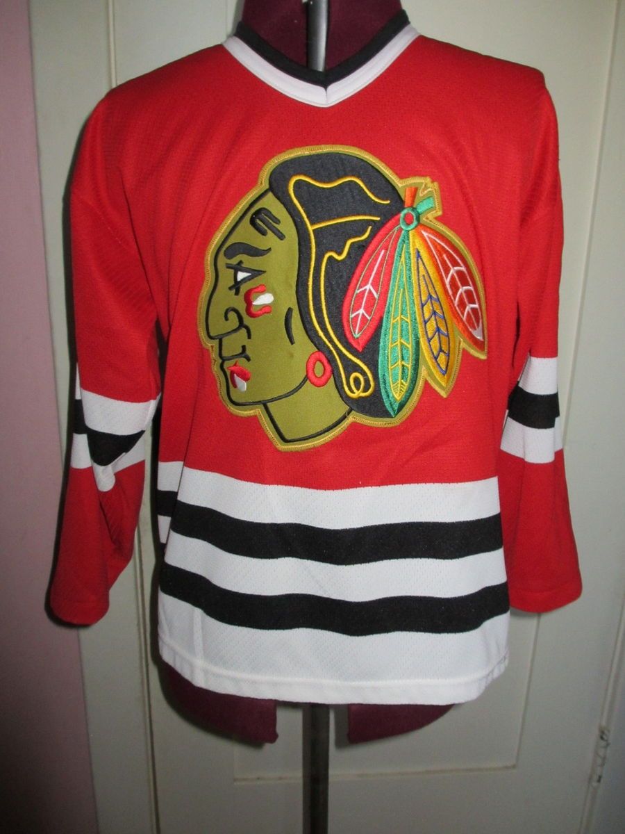 NHL Vintage Chicago Blackhawks CCM Hockey Jersey Boys L XL Maska 