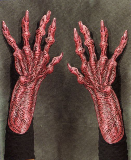 Red Devil Demon Bloody Undead Hands Feind Scary Adult Halloween 