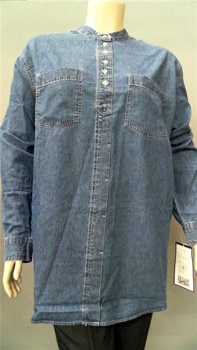 Bill Blass Jeans Womens Plus 3X Cotton Button Down Top Blue Stone Wash 