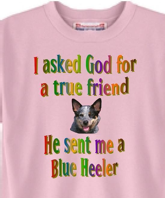Asked God for A True Friend Blue Heeler Dog T Shirt Rainbow Colors 