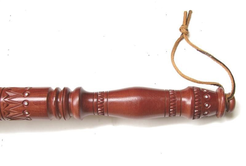 Unique Carved Wooden Mace with Tryzub Trident Large