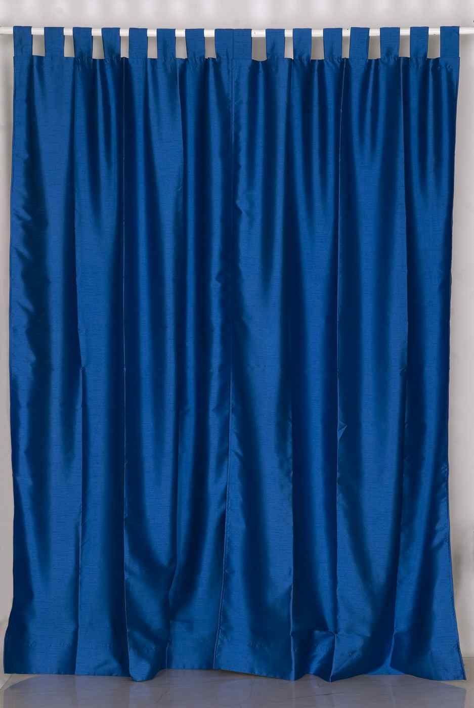Blue Art Silk Custom Made Curtains Drapes Panels Tab To
