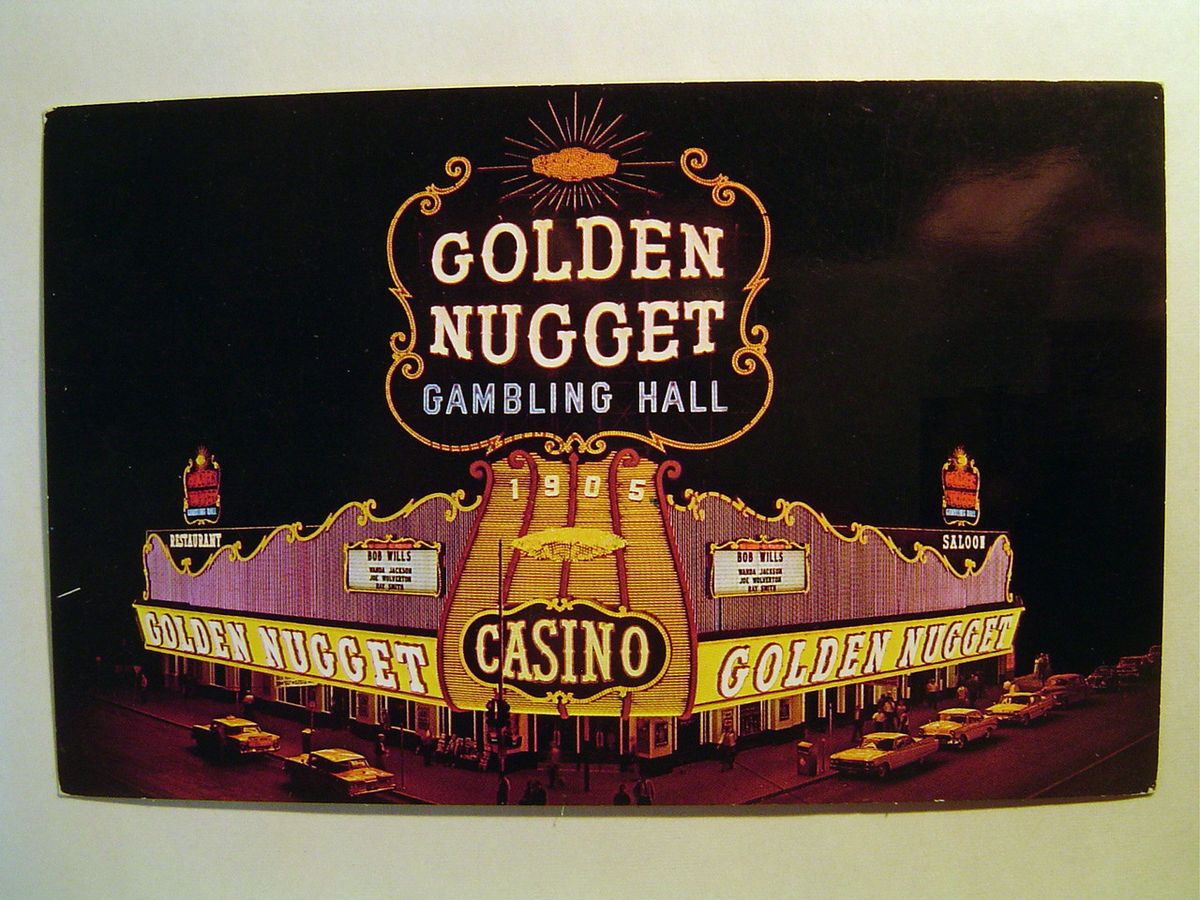 Las Vegas Bob Wills Wanda Jackson Neon Sign at Golden Nugget Postcard 