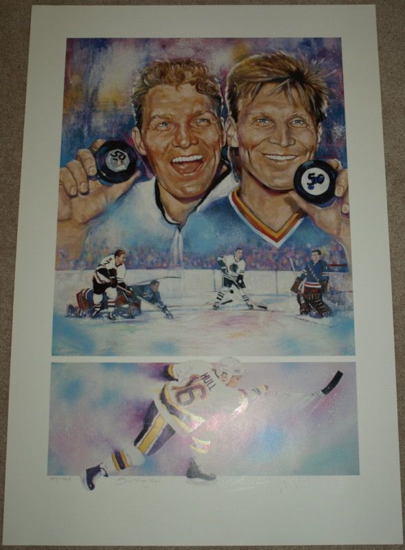 Bobby Hull Brett Hull Signed Print 1609 50 Goals Auto