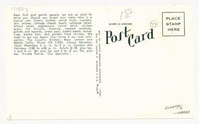 Holt MI Mason MI The Country Kitchen 1950s Black White Postcard