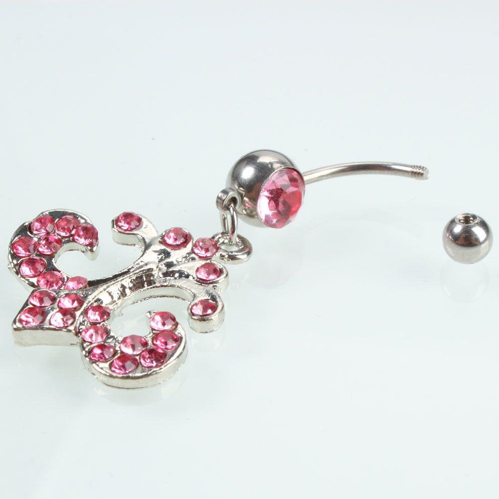   Barbell Rhinestone Navel Belly Button Ring Random Color Body Jewelry