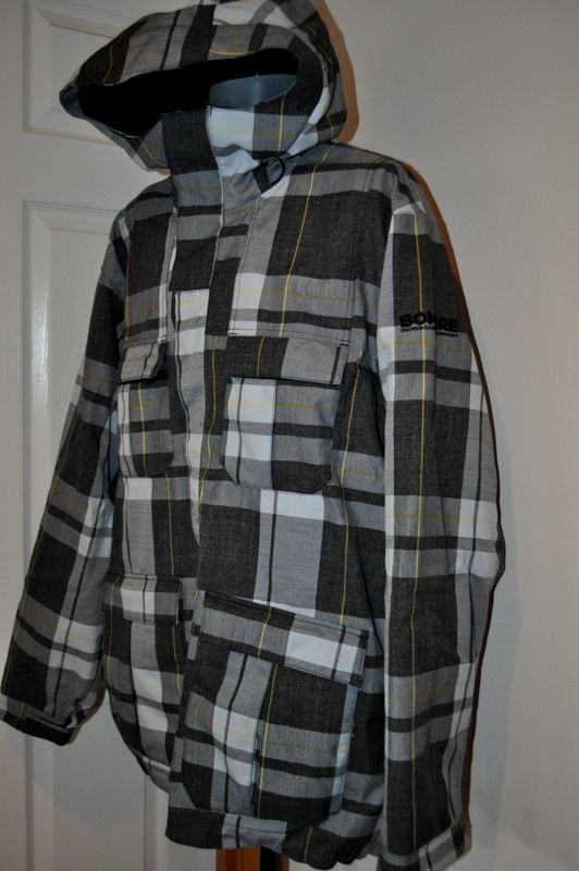 BONFIRE BAKER Mens Gray Plaid Snowboard Ski Jacket Coat Waterproof XXL 