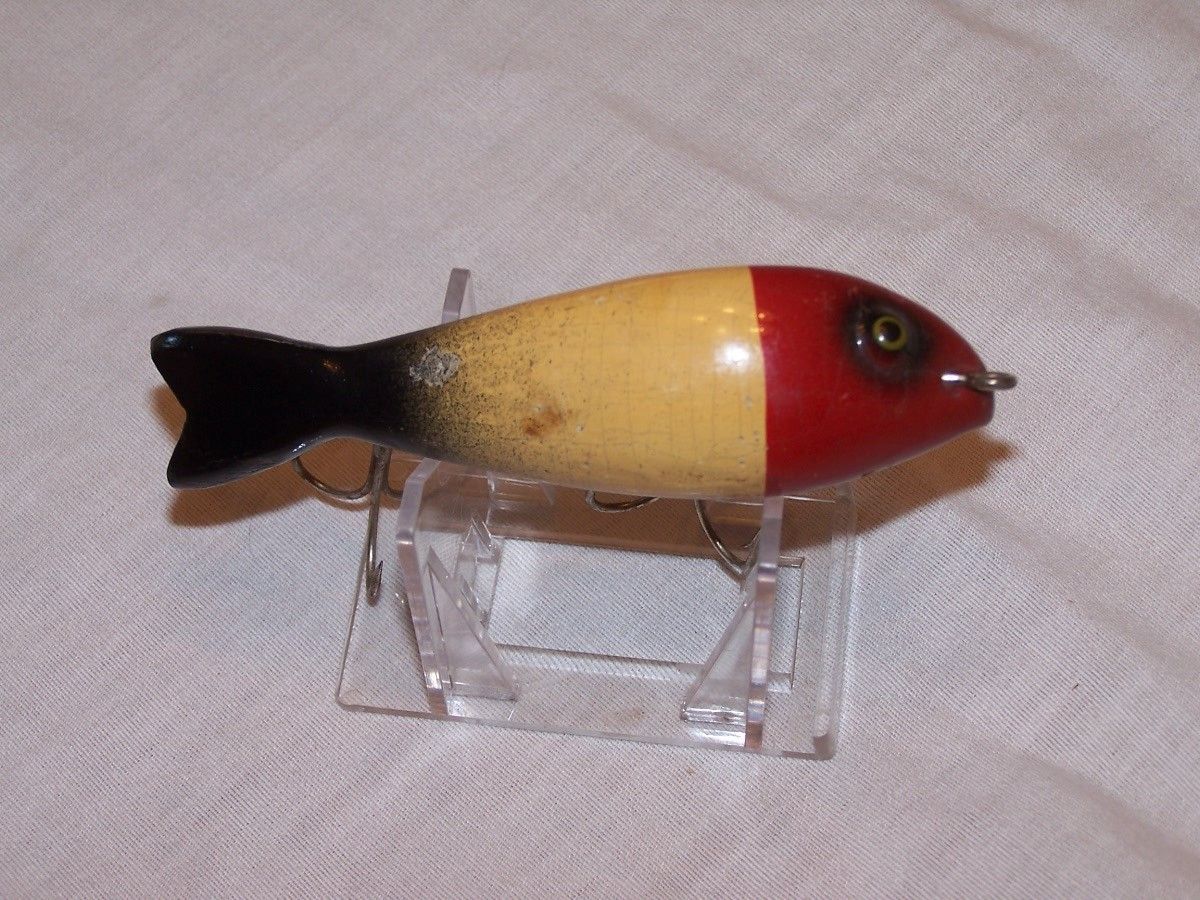 Old Rare Wood Vintage Antique Paw Paw Crippled Injured Minnow Fish 