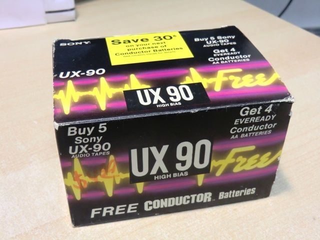 Box of 5 Sony UX90 High Bias Blank Cassettes New SEALED