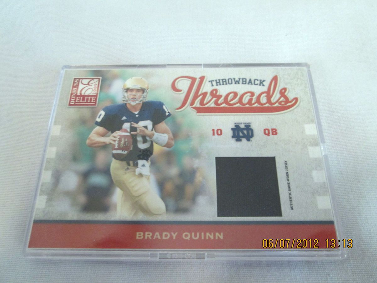 Brady Quinn Julius Jones 2009 Throwback Threads Two Sided Jersey Card 