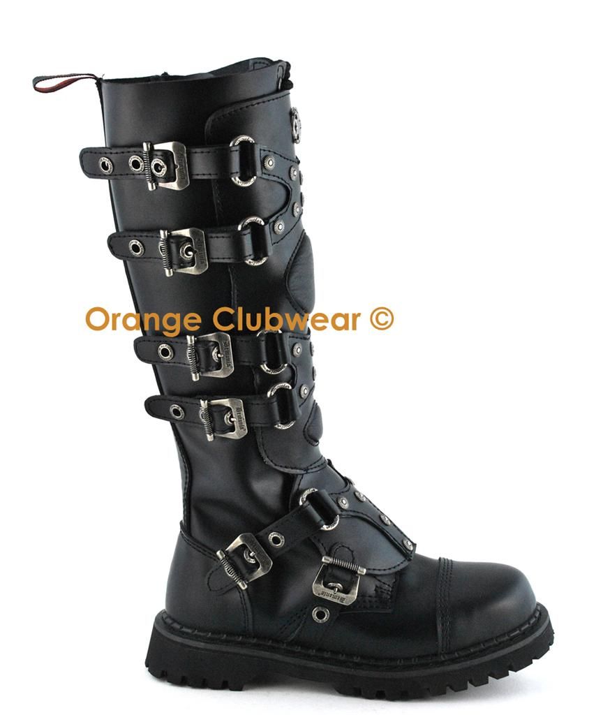 Demonia Gravel 22 Leather Gothic Punk Mens Combat Boots