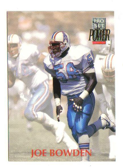 1992 Pro Set Power Joe Bowden Houston Oilers Oklahoma Sooners