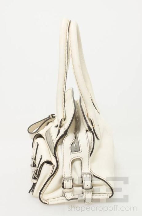 Chloe Ivory Leather Edith Pocket Bowler Bag