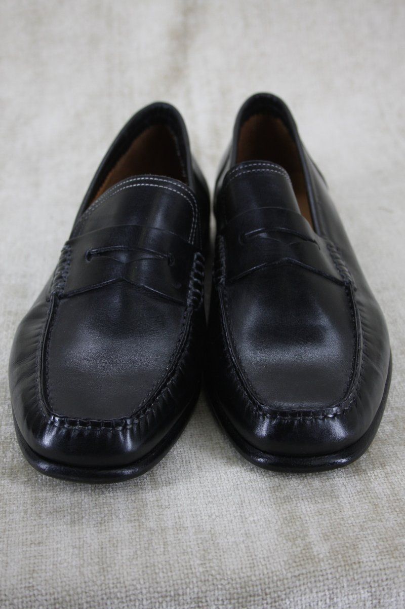 Santoni Ross Black Moccasin Penny Loafers Shoes Size 7 D New $395 