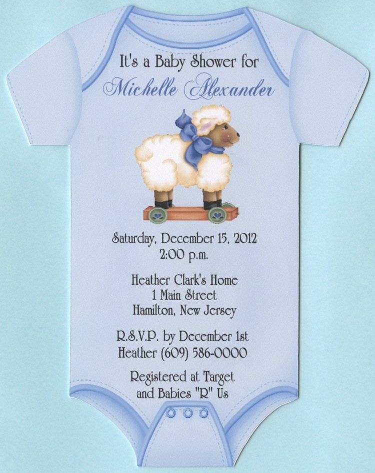 INVITATION SIZE 5.5 LONG X 4.25 BETWEEN SLEEVES OF ONESIE