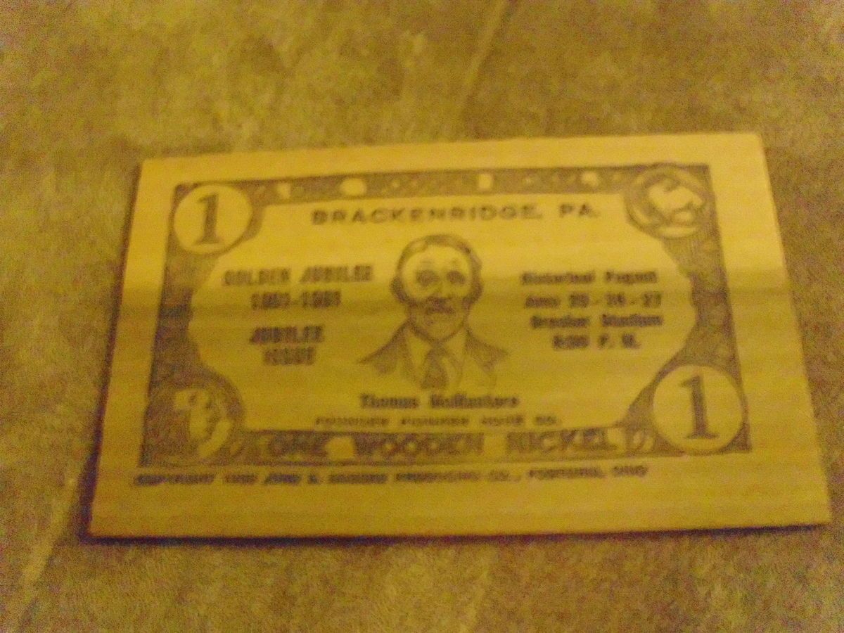 Wooden 1 and 2 Nickle Flats from Brackenridge PA 1951