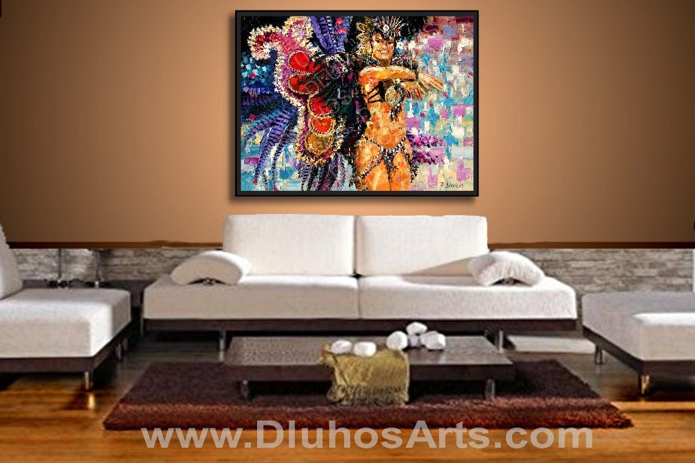 Modern Rio Carnival Samba Dancer Nude Palette Knife Original Oil 