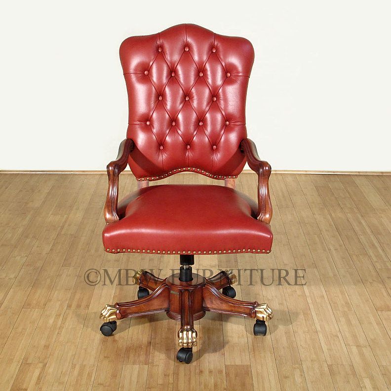  Furniture Import Warm Brown Maroon Leather Rococo Executive Office 