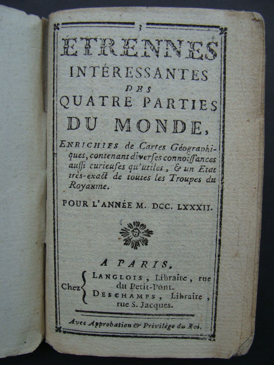 1782 Etrennes Du Monde Atlas with BRION maps