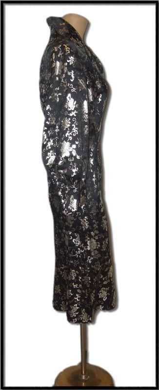 Authentic Vtg 50s Metallic Brocade Satin Cocktail Dress Bombshell 