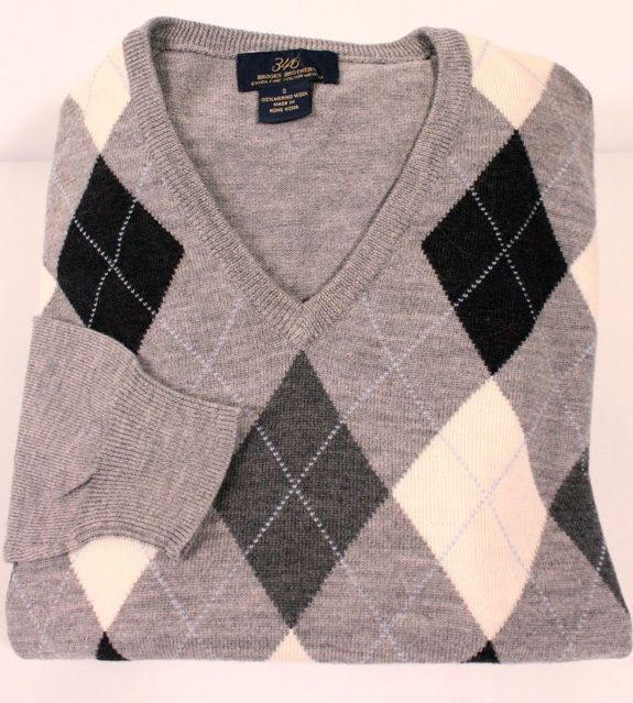 Brooks Brothers 346 Extra Fine Merino Wool Grey Sweater Size Small New 